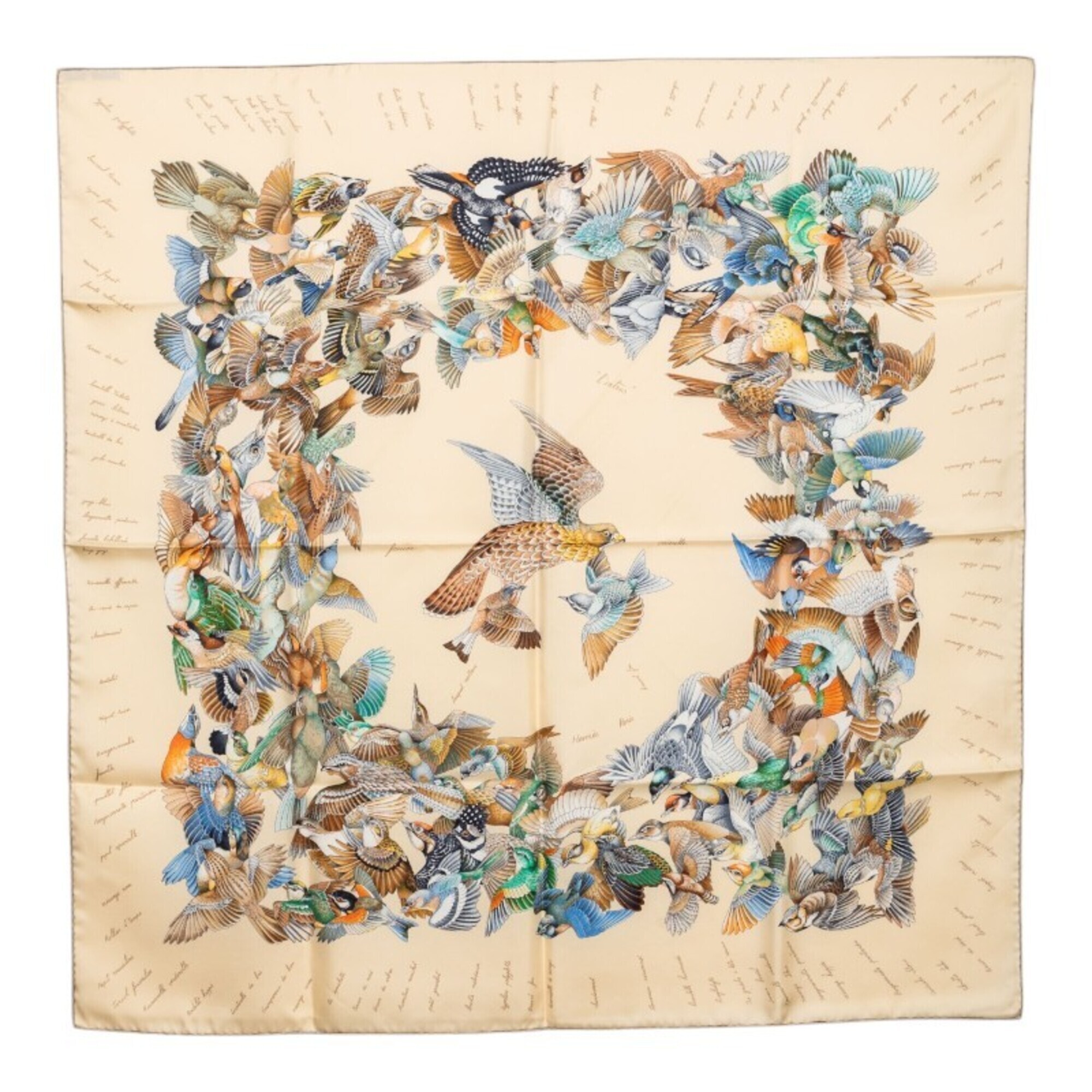 Hermes Carre 90 L'intrus (The Intruder) Scarf/Muffler With Bird Print, Beige ...